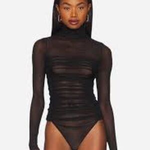 Free People Black Sheer Body Suit